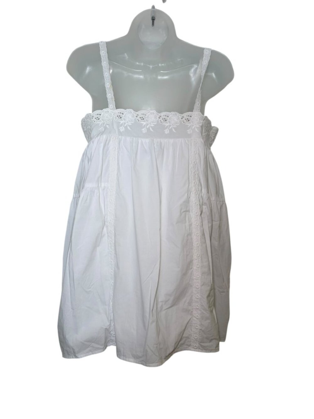 Kourt Florence White Cotton Babydoll Mini Dress NWT Small - Picture 3 of 6